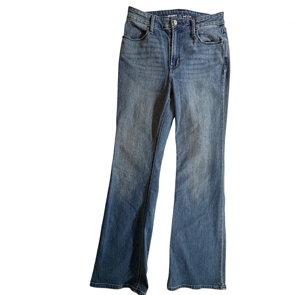 Old Navy Wow Flare Jeans Womens 4 Blue High Rise Stretch Denim Bell Bottoms - Picture 2 of 9